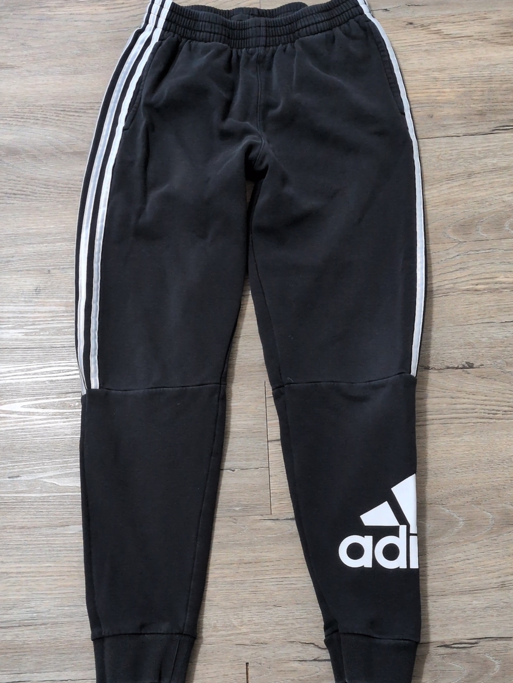 adidas Black Joggers with White Three-Stripes and Logo